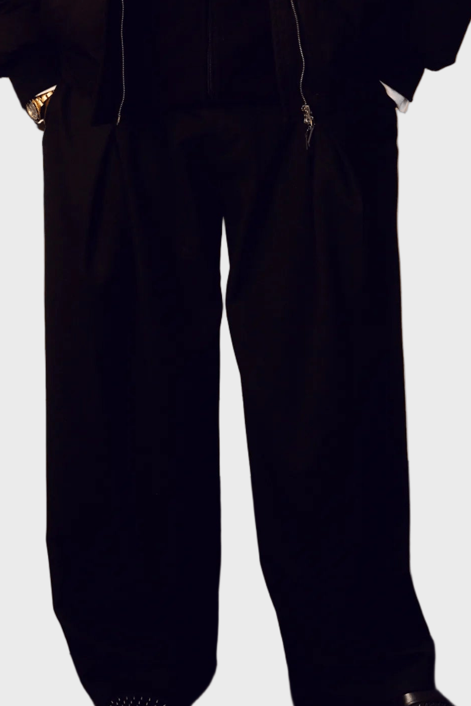 Le Pantalon Nocturne — Noir Pleated Wide-Leg Trouser (Metal Clasp Edition)