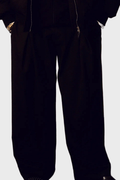 Le Pantalon Nocturne — Noir Pleated Wide-Leg Trouser (Metal Clasp Edition)