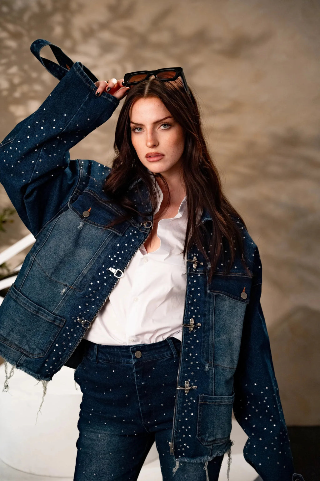 Rivière Indigo Clasp Jacket — Rhinestone Edition