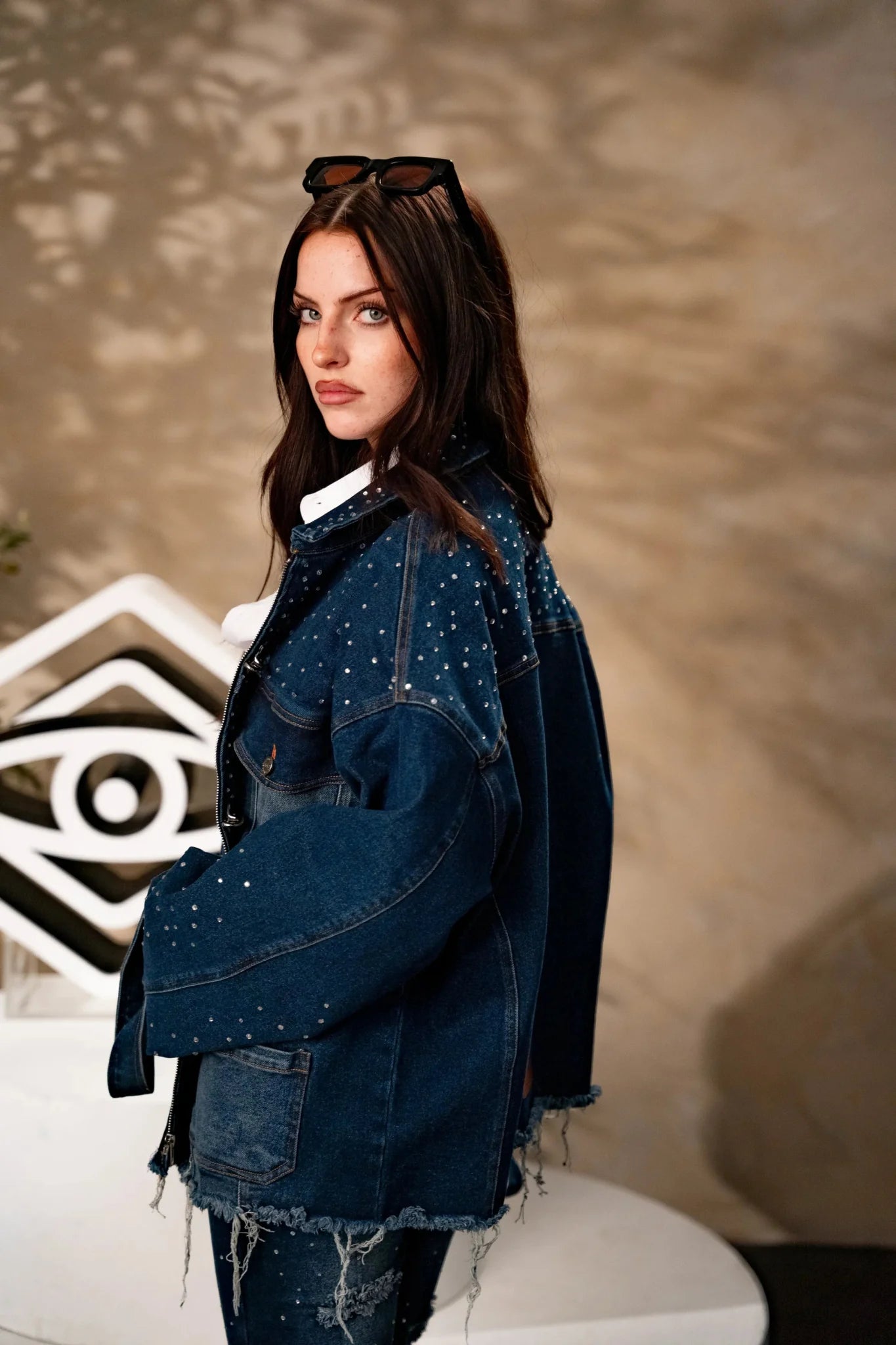 Rivière Indigo Clasp Jacket — Rhinestone Edition