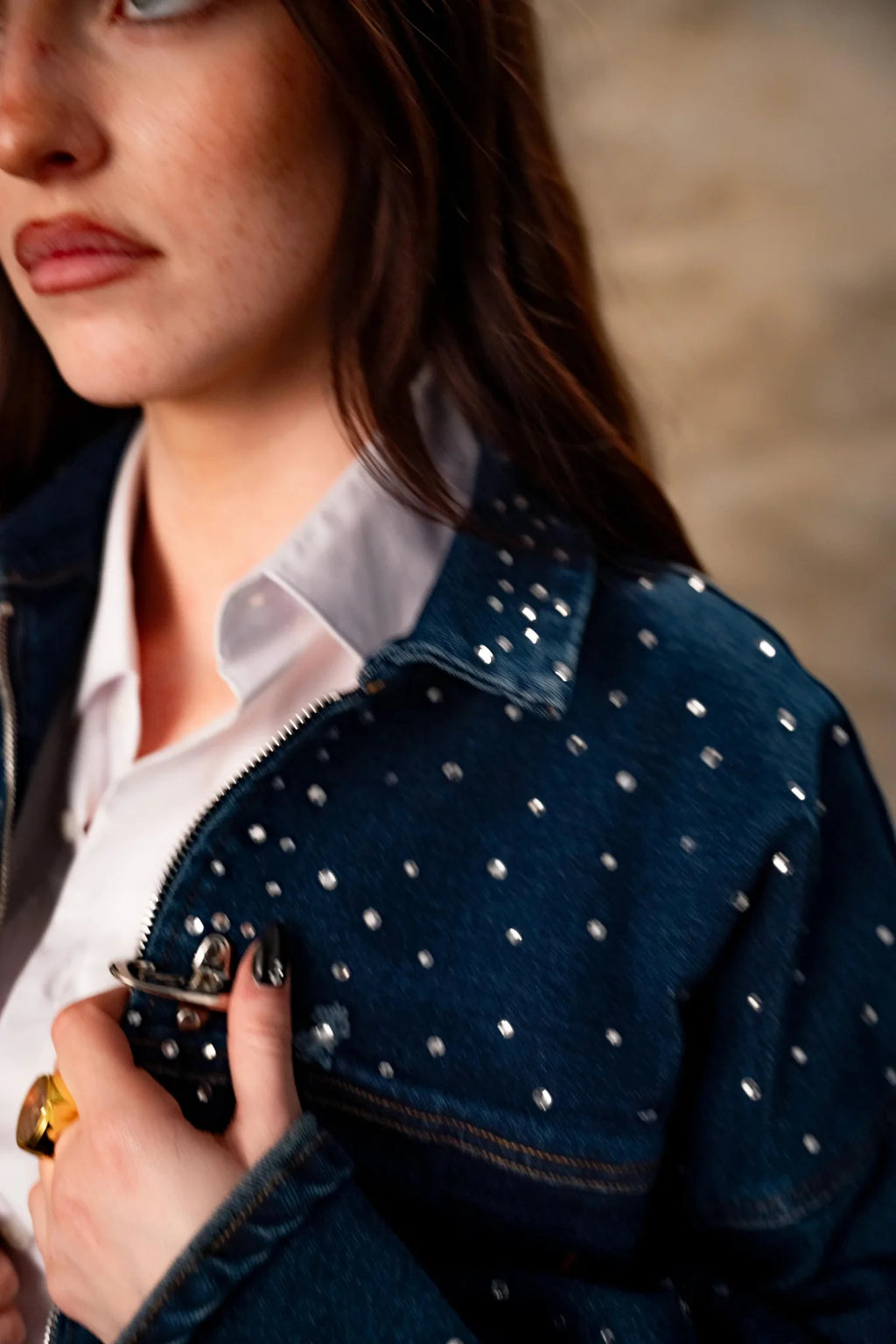 Rivière Indigo Clasp Jacket — Rhinestone Edition